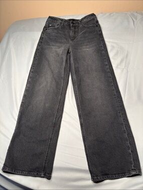 Quince Charcoal Black Bella Stretch Relaxed Straight Jeans Size 28